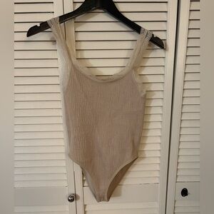 Forever 21 Beige Ribbed Bodysuit